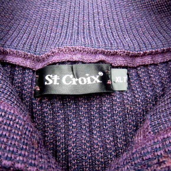 PRISTINE St. Croix Knits Wool & Cotton Blend Purple Henley Polo Sweater XL XLT - Picture 2 of 5